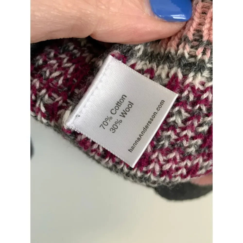 Hanna Andersson‎ Girls Gray Fair Isle Bear Wool Blend Cardigan 3T